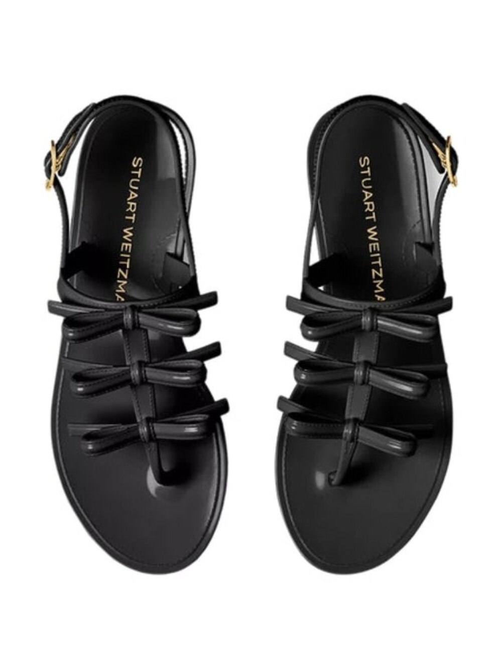 195$ Stuart Weitzman Felicity JELLY Thong Strap Sandals Size 10 US Black - Picture 2 of 3